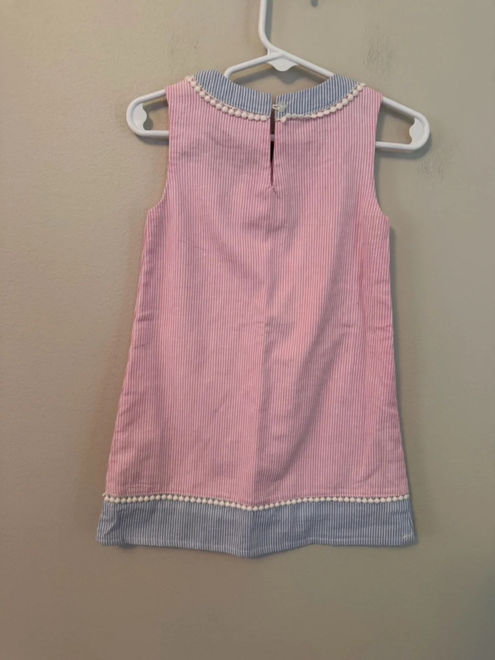 Properly Tied Pink and Blue Trim Sleeveless Girls' Dress - Picture 3 of 4